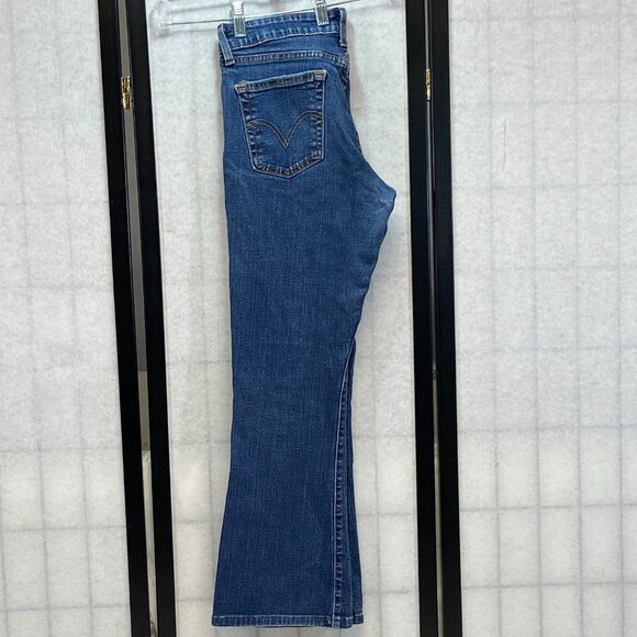 Levi’s 519 Low Rise Flare Jeans Faded Medium Wash Distressed Stretch Denim 7S - Picture 6 of 14